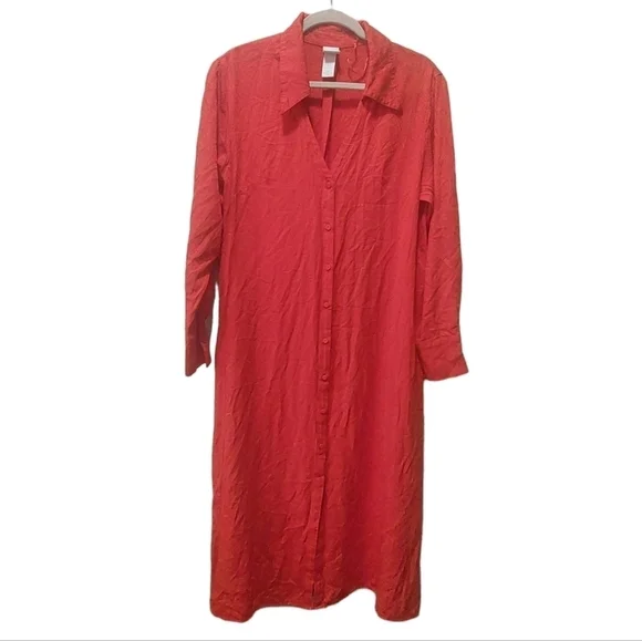 H&M Long Sleeve Maxi Button Front Shirt Dress- size M