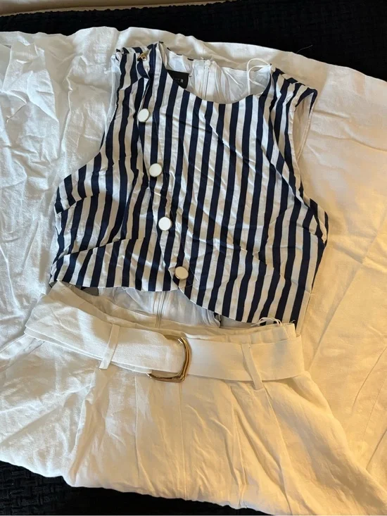 Navy & White Striped Dress
