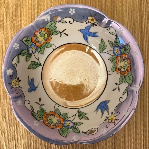 Noritake Lusterware Bowl Birds Flowers Japan Vintage