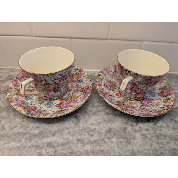 Vintage Lord‎ Nelson Marina Pattern Chintz Cup & Saucer Set Of 2 Made in England