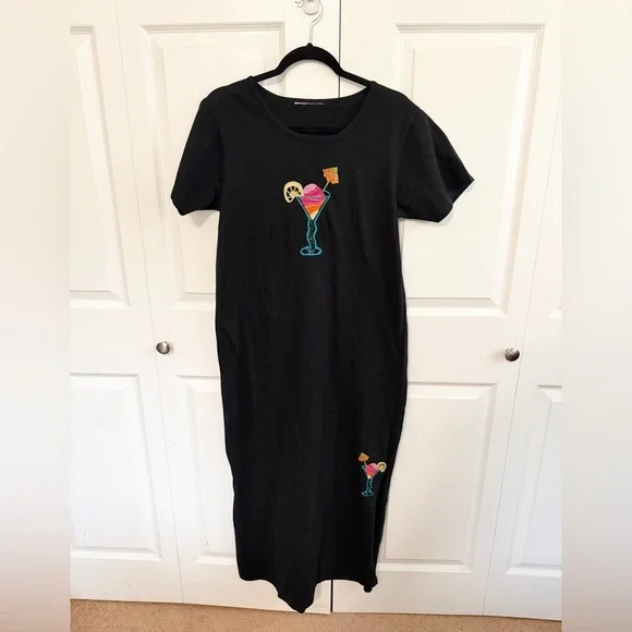 Black Cocktail Embroidered Mumu