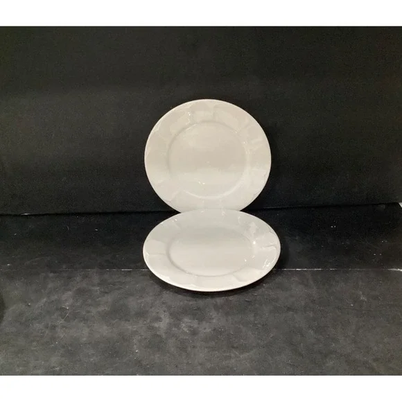 Set of 2 Vintage Henry Ford Museum White Scallop Salad Plates Pfaltzgraff 7.5
