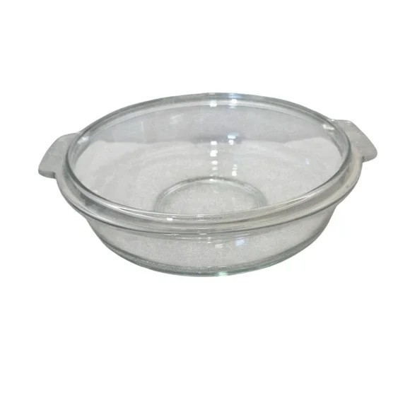 Vintage CorningWare Clear Glass Casserole Dish 1 Qt Round Grab It P-150-B