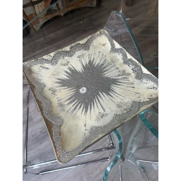Vintage Dorothy Thorpe Atomic Splash Sterling Silver On Crystal Square Tray 11