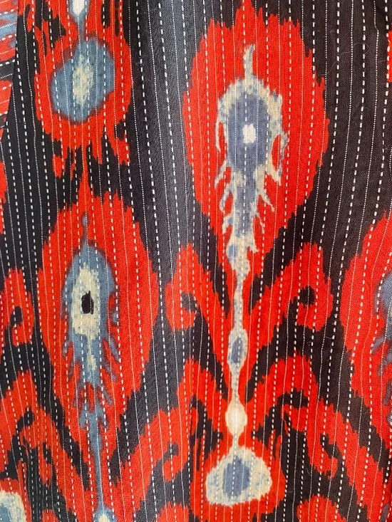 Ikat Print Tunic/Dress – Red & Black Geometric Artisan Pattern