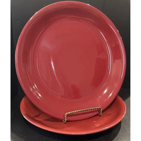 Mainstays Red Stoneware Stackables Dinner Plates Plate Set Of 2