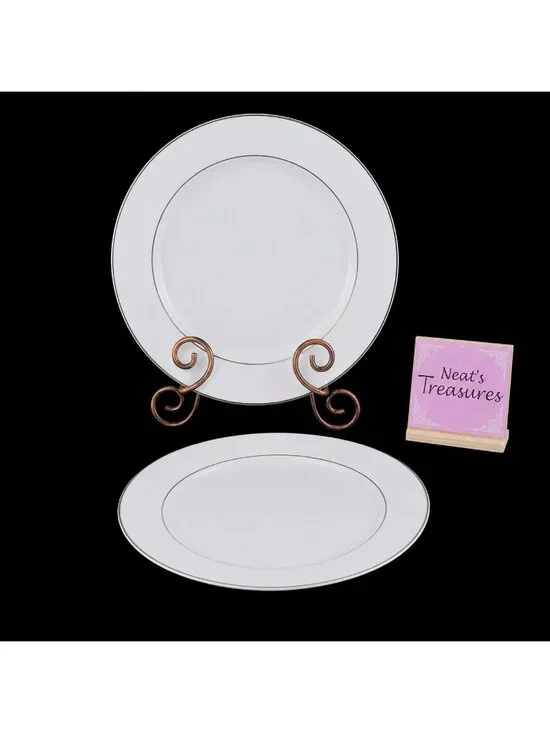 Vintage Kmart ELEGANT GOLD White Gold Trim Rim Porcelain Dinner Plates Set of 2