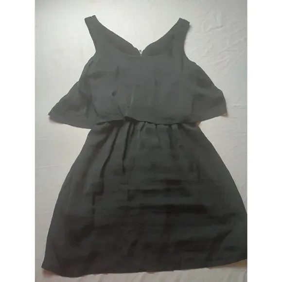 Bershka Black Satin Mini Dress‎ Whimsigoth Sleeveless Tiered Women Size Large