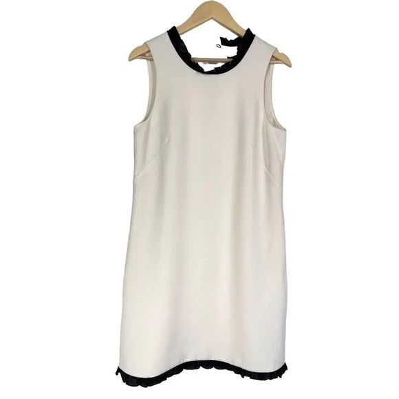 J.Crew ruffle‎ trim Sleevless Shift Event Cocktail dress cream sz 8