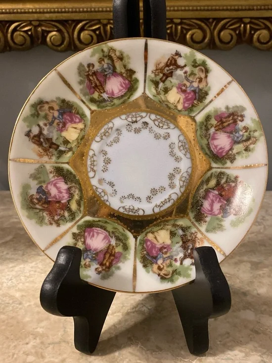 Decorative Pink and Gold Porcelain Plate