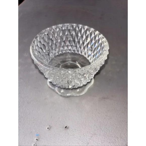 Vtg. Clear Indiana Glass Diamond Pattern Fairy Lamp BOTTOM ONLY