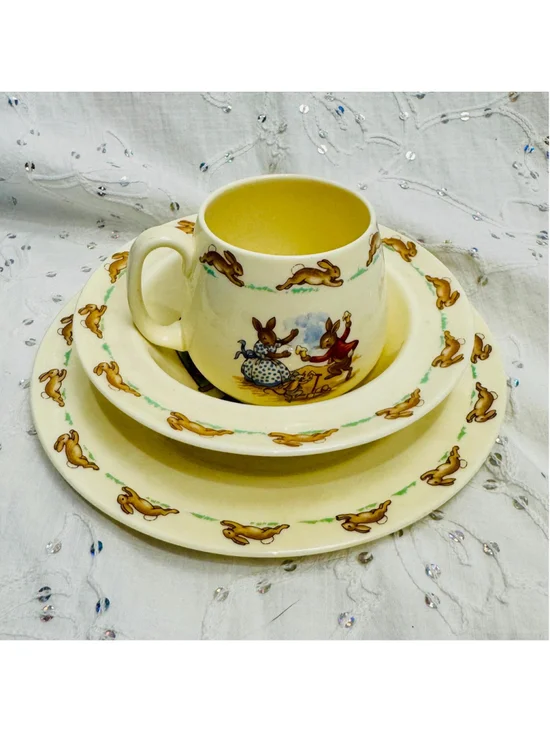 Royal Doulton Bunnykins Fine Bone China Children’s 3-Piece Dish Set | England c.