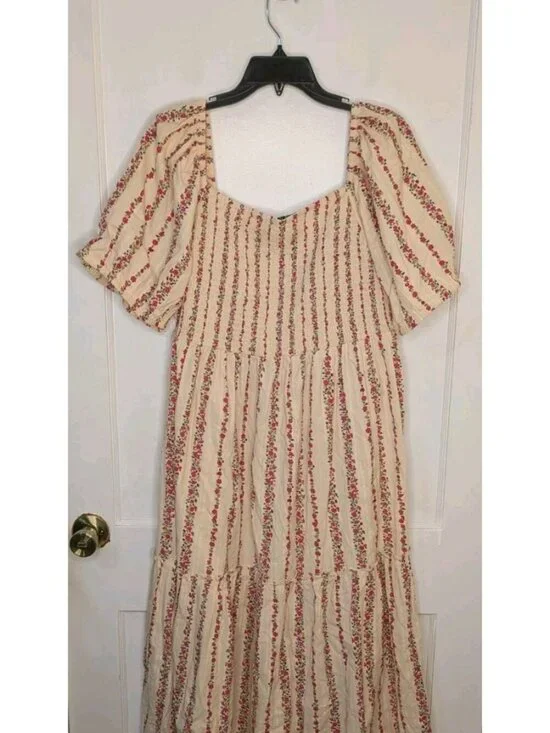 Size 12 Nobody's Child Tallulah Midi Dress Cream Floral Print