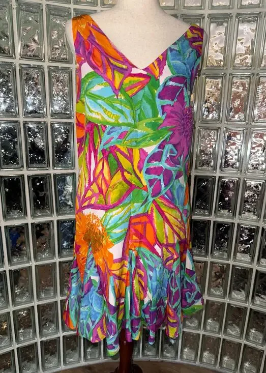 Lauren Ralph Lauren Sleeveless Ruffle Hem Popover Dress Pockets - Size 6P