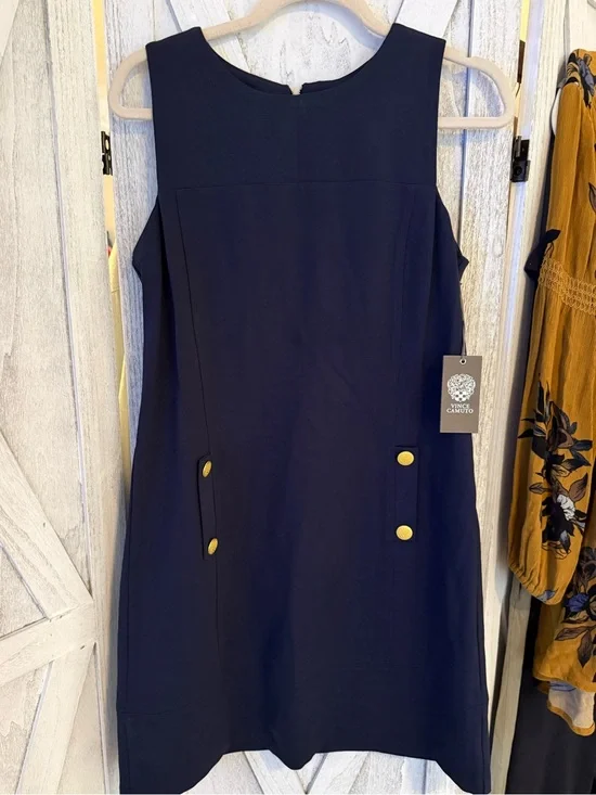 Vince Camuto Navy Shift Dress with Gold Button Accents- beautiful & 148$ retail!