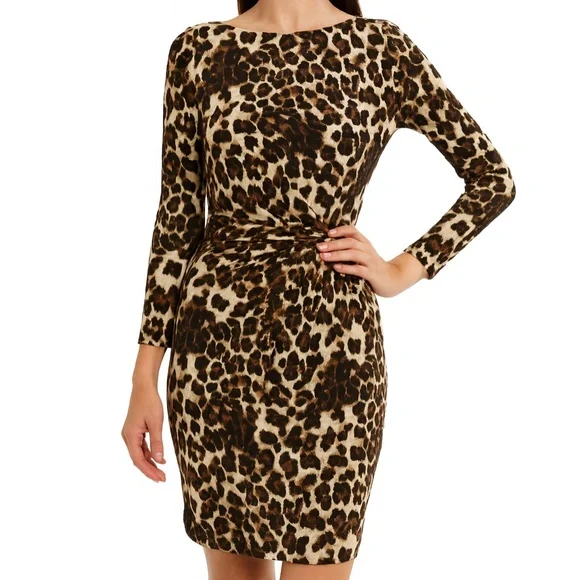 Leopard Print Mini Night Out Dress by Carmen Marc Valvo.Made in US