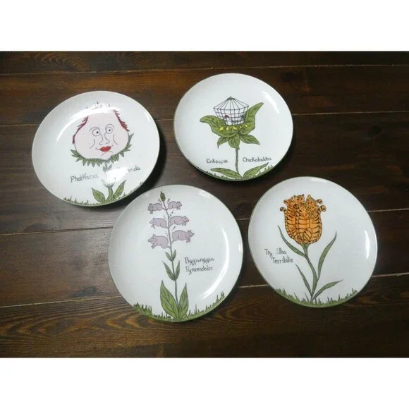 Franci Villa Vanilla Palm Beach Set 4 Salad Plates Illustrated Taste Setter 7.5
