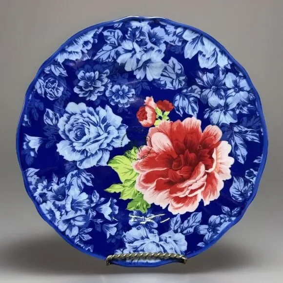 Pioneer Woman Two-2 Set HERITAGE FLORAL 8.5 Stoneware Scalloped Salad Plates New