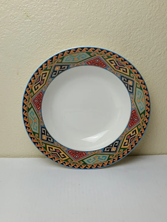 La Brea Replacement -  Multicolor Geometric - Rim Soup Bowl - Discontinued Piece