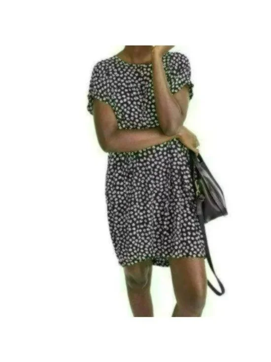 Madewell Easy Dress Women's Medium Black White Woven Floral Sheath Dress