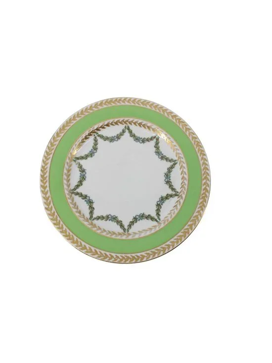 T & V France Green Gold Salad Luncheon Plate China Antique T&V Vintage 94703