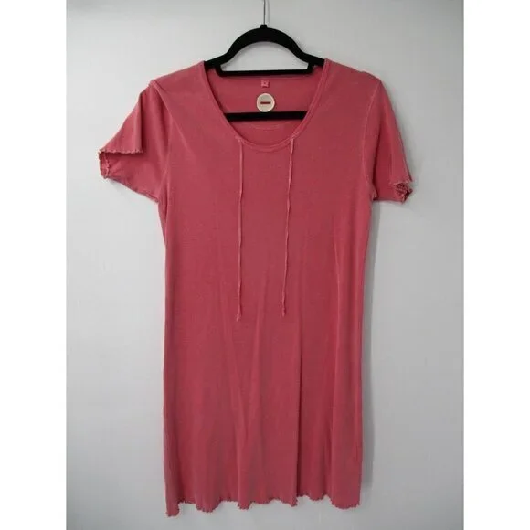 Life is Long Get Comfortable Womens Dress Small Pink Short Sleeves Activewear