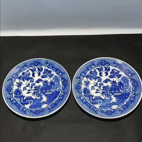 Blue and White Porcelain Dinnerware with Intricate Pattern