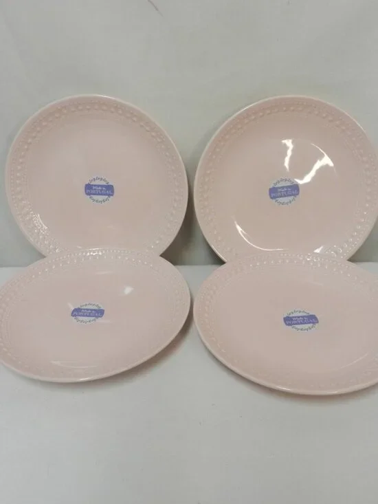 Matceramica Pink Hobnail Salad Starter Appetizer plate set 4 micro dish NEW NWT