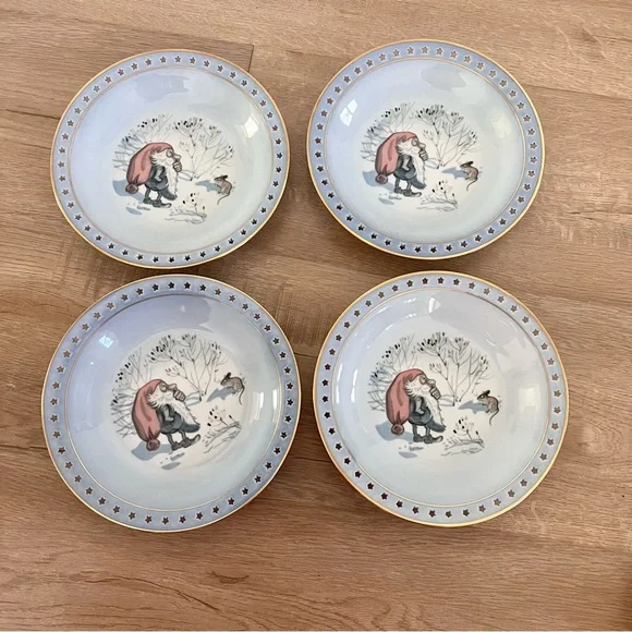 B&G Bing & Grondahl‎ Harald Wiberg Copenhagen Christmas Pasta Plates Bowls 4 PCs