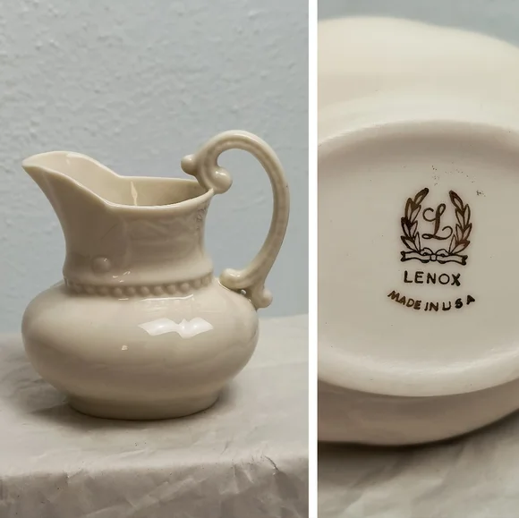 Lenox Colonial Ceramic Pitcher Creamer Syrup Off White