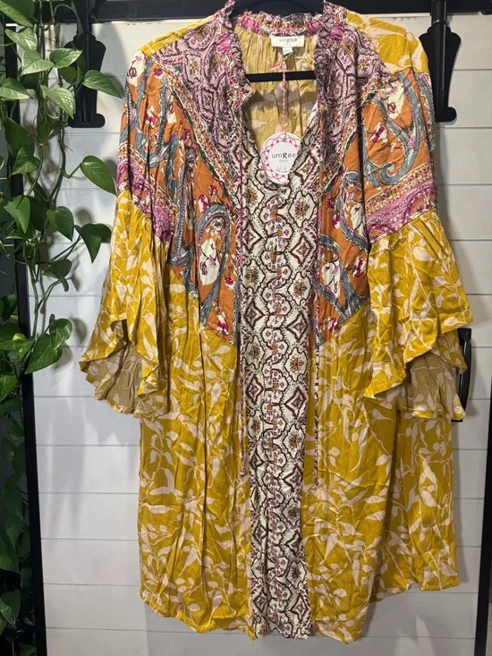 Umgee Yellow Floral & Multi-Color Mini Dress