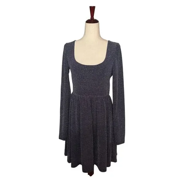 Free People Sparkle Deep Scoop Neck Back Mini Skater Dress Womens L? No Size Tag