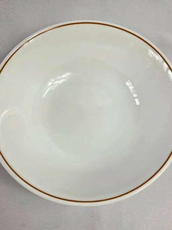 Corning Corelle Indian Summer 10 Inch Round Serving Bowl White Single Brown Ring