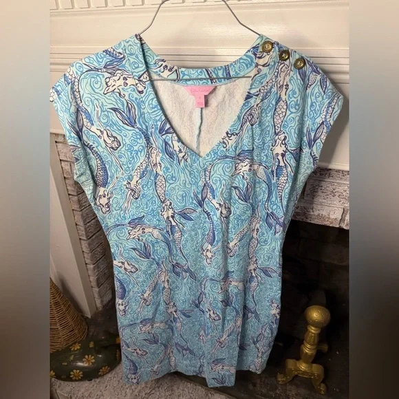 Lilly Pulitzer Aqua and Violet Patterned Top