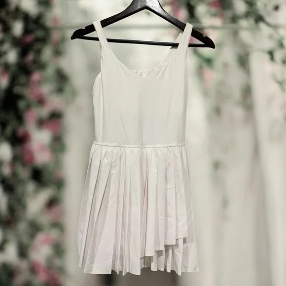 aerie White Pleated Mini Dress