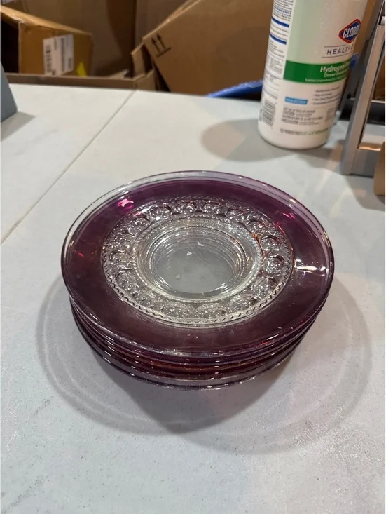 VTG Tiffin Franciscan King's Crown Thumbprint plate in Amethyst. set of 5. 8.5