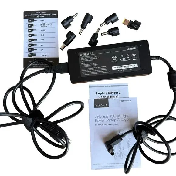 Insignia Universal 180 W High Power Laptop Charger 8 Adapters for Dell HP & more