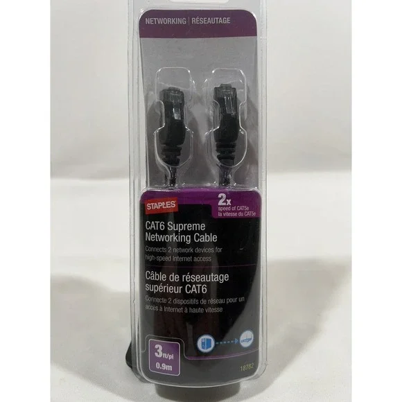 Staples CAT6 Ethernet Cable 3 Foot‎ Networking Patch Cord High Speed