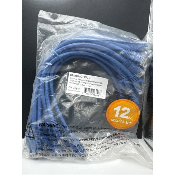 Monoprice Cat6A Ethernet‎ Patch Cable- 1 Foot-Blue | Snagless RJ45 550Mhz UTP