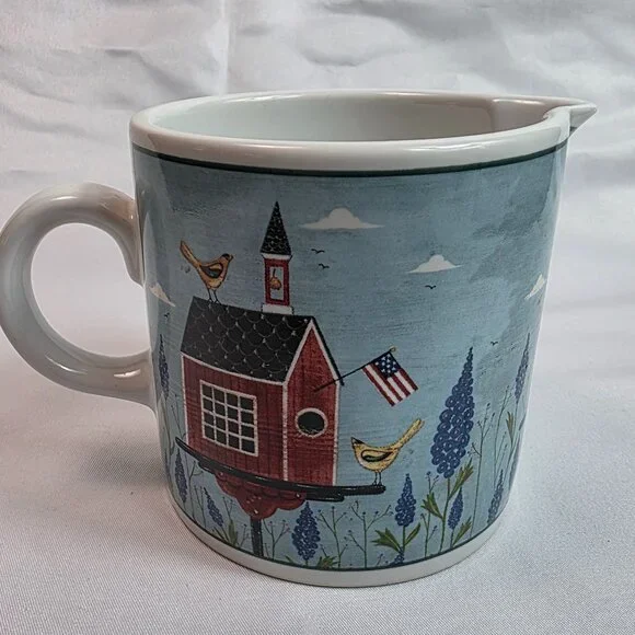 Sakura Birdhouses Creamer Blue with White Birdhouse Warren Kimball