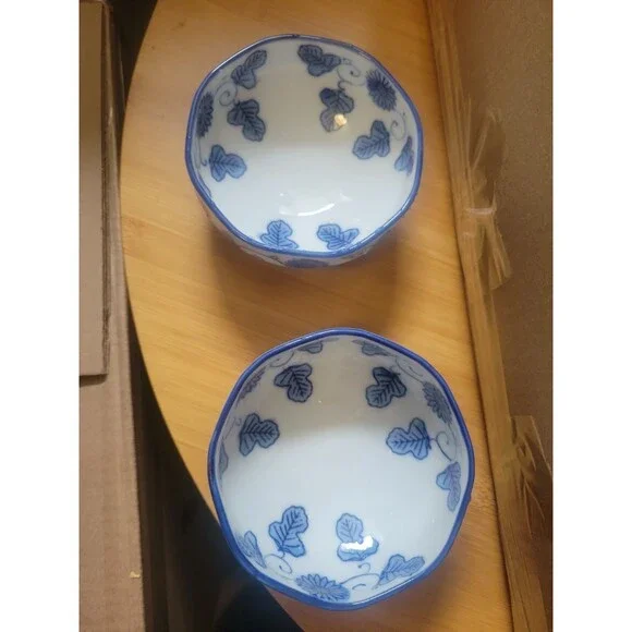 Little Ceramic White And Blue Bowls