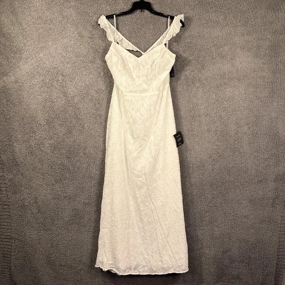 Lulus Dress‎ Womens Medium White Lace Ruffle Backyard Courthouse Beach Wedding