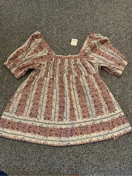 Free People Dusty Rose and Cream Floral Mini Dress