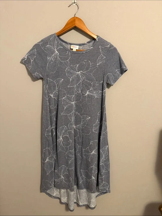 LuLaRoe Heather Gray Floral High-Low T-Shirt Dress