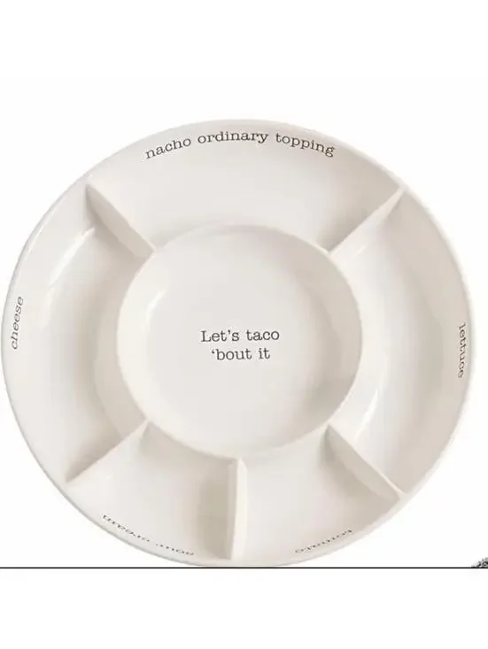 Mud Pie Taco Bar Condiment Serving Platter, White