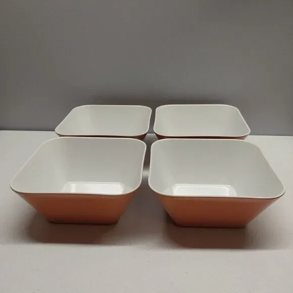 Target Home Everyday Melamine Square Bowls Set 4 Orange White 5.75