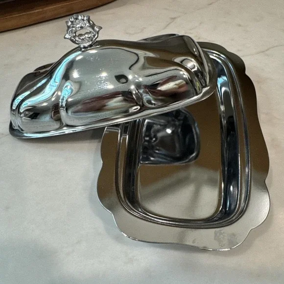 Vintage SHELTON-WARE Chrome Butter Dish