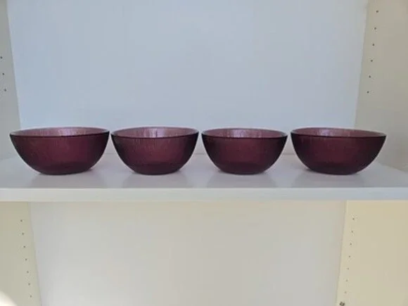 Vintage Glass Amethyst Purple Bowls - Set Of 4