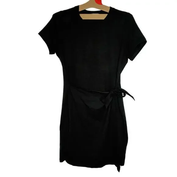 Threads 4 Thought Black Wrap Front Mini Dress Short Sleeve Casual Womens Medium