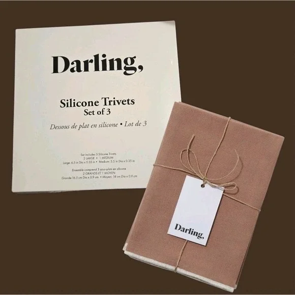 Darling Silicone Trivets Set of 3 And Darling Cotton‎ Napkin Set Of 4 Neutrals